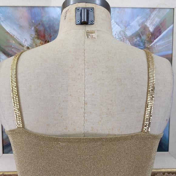 Spenser Evening Gold Lurex Chainmail Straps Top - Picture 5 of 15